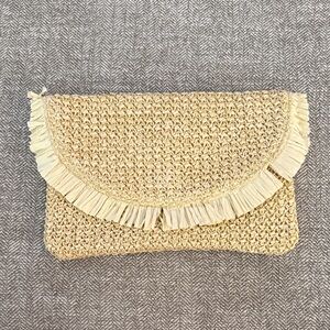 Woven Tan Clutch Bag